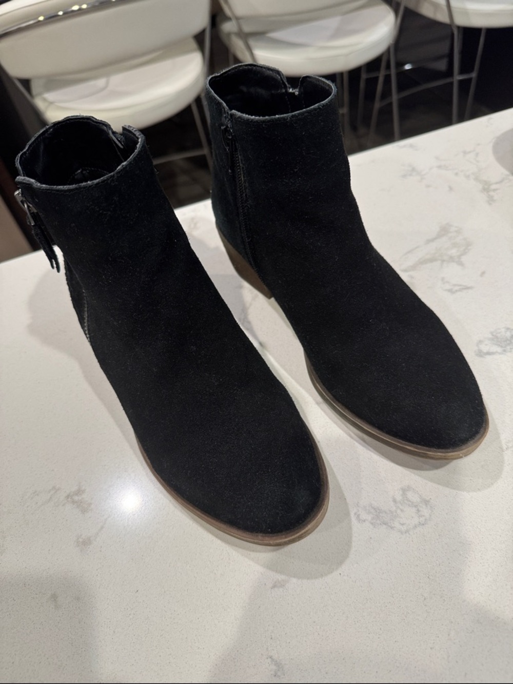Kensie Black Suede Ankle Booties with Side Zip